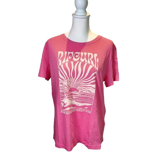 Rip Curl Tops - Rip Curl Womens Pink Graphic T-Shirt Since Nineteen Sixty Nine Large Surf Tee